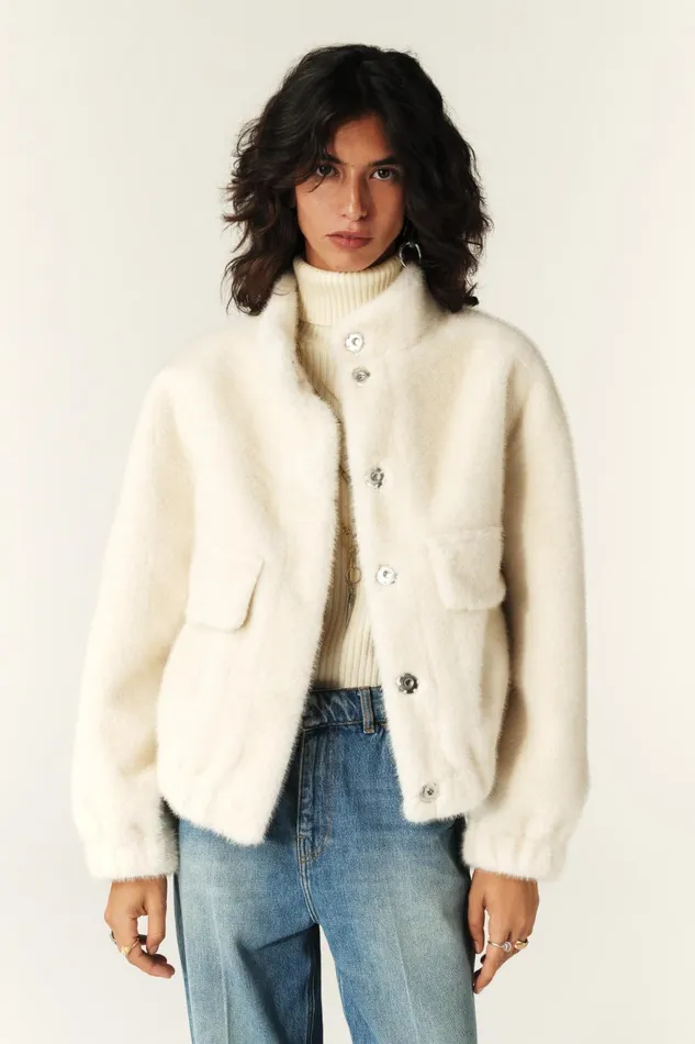 Short LooseFitting Jacket Paros OffWhite Women Baandsh Jackets and Coats