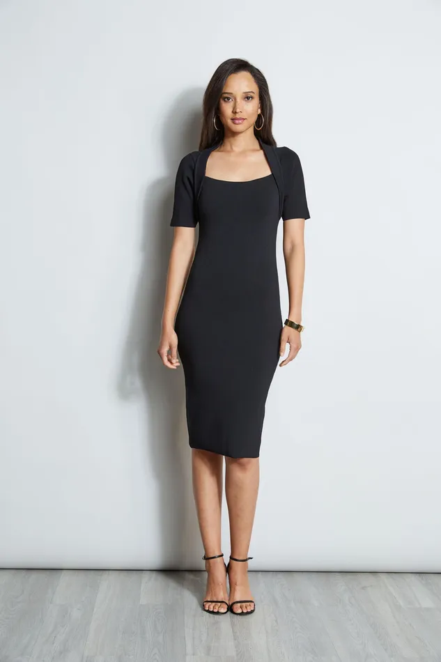 Short Sleeve Dresses Women Elie Tahari Contour Sweater Dress BLACK