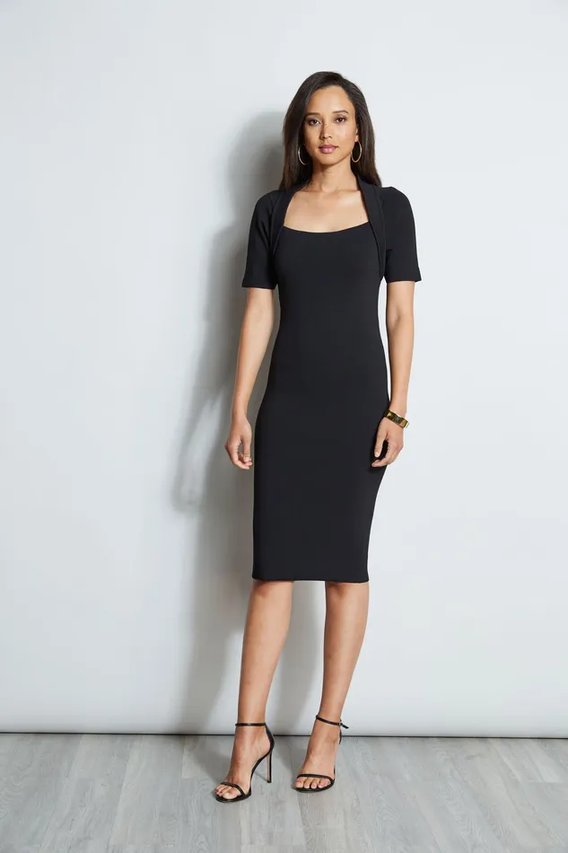 Short Sleeve Dresses Women Elie Tahari Contour Sweater Dress BLACK