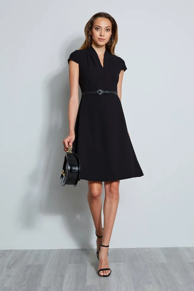 Short Sleeve Dresses Women Elie Tahari Judith Belted Dress Black
