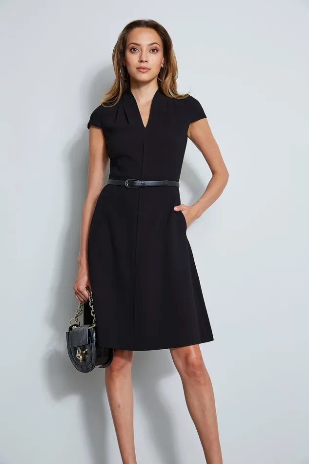 Short Sleeve Dresses Women Elie Tahari Judith Belted Dress Black