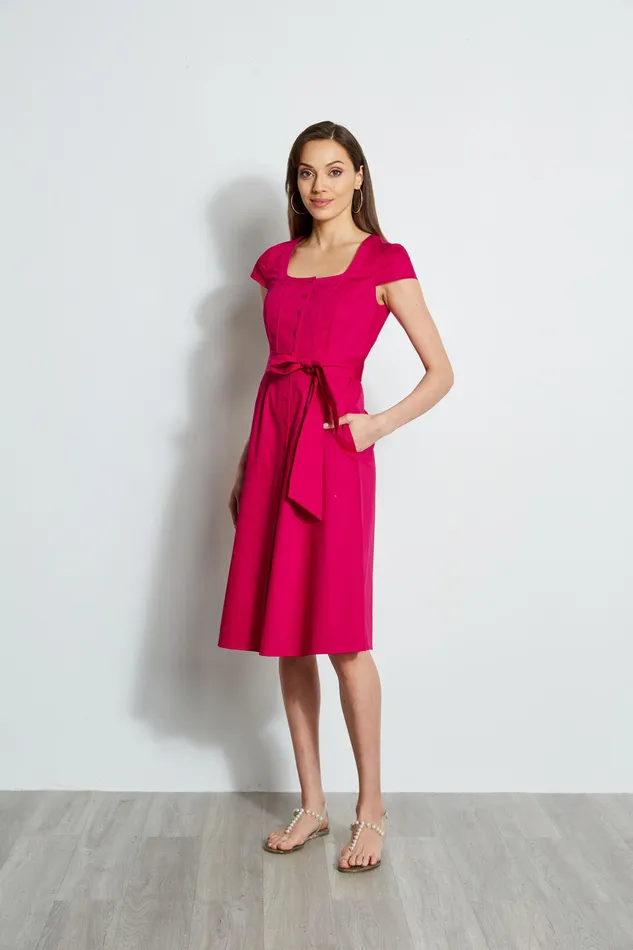 Short Sleeve Dresses Women Elie Tahari Poplin Corset Dress CYCLAMEN