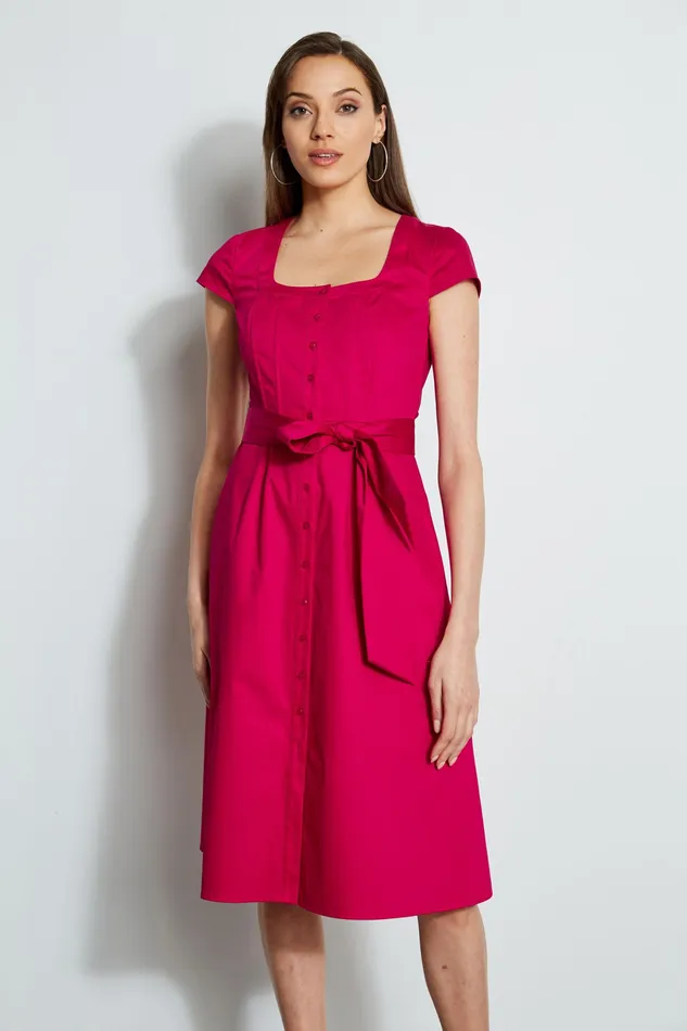 Short Sleeve Dresses Women Elie Tahari Poplin Corset Dress CYCLAMEN