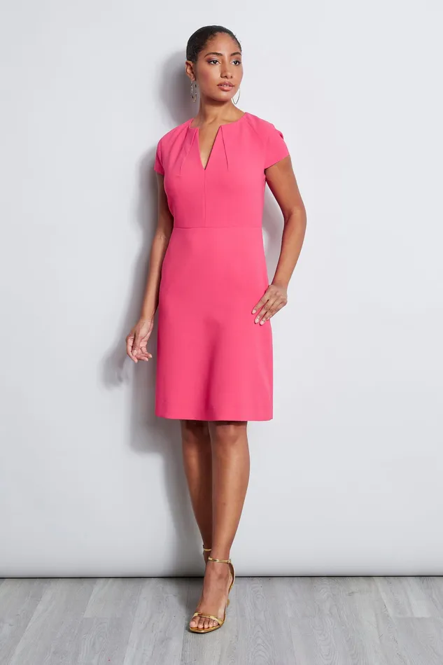 Short Sleeve Dresses Women Elie Tahari Short Sleeve Dart Fit and Flare Dress TROPIC PINK Short Sleeve Dresses Women Elie Tahari Short Sleeve Dart Fit and Flare Dress TROPIC PINK