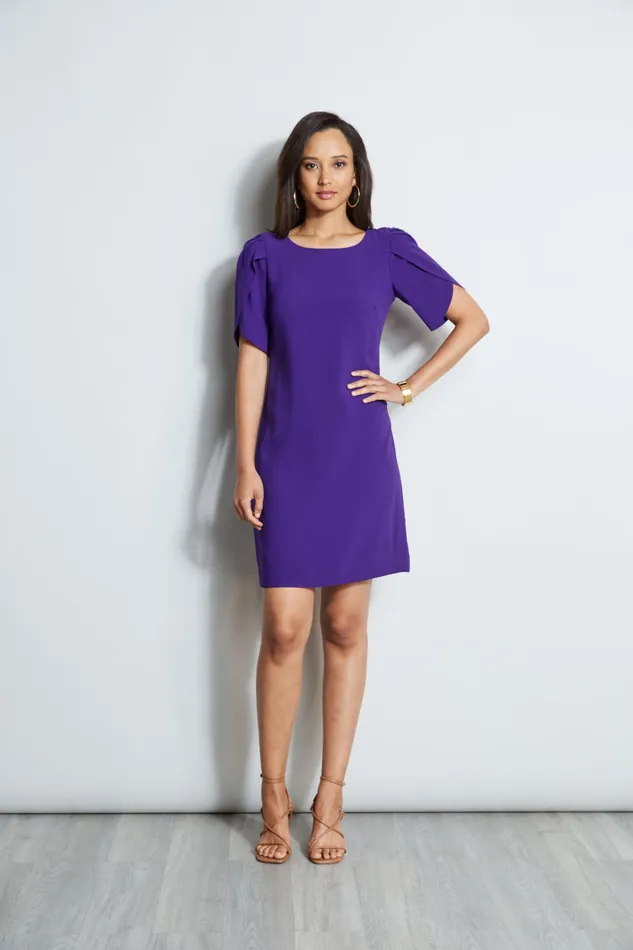 Short Sleeve Dresses Women Elie Tahari Slit Sleeve Crepe Dress PLUM