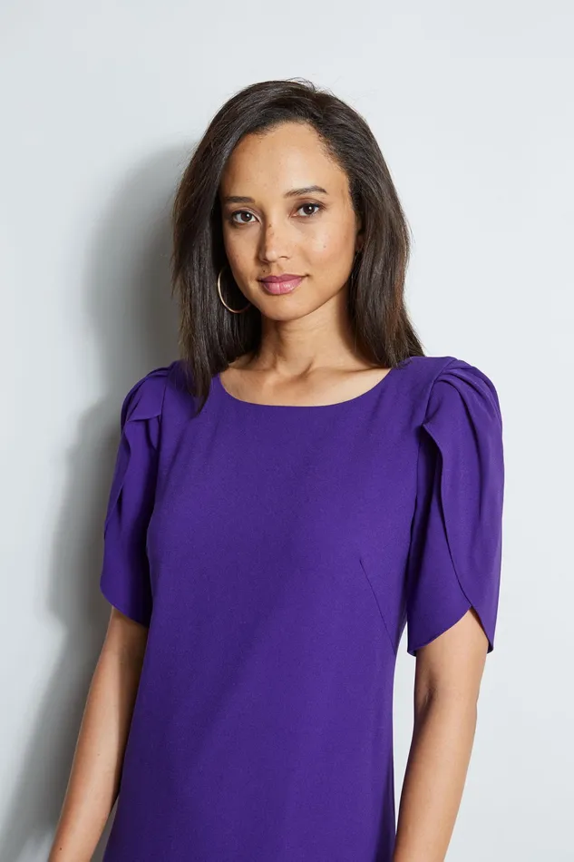 Short Sleeve Dresses Women Elie Tahari Slit Sleeve Crepe Dress PLUM