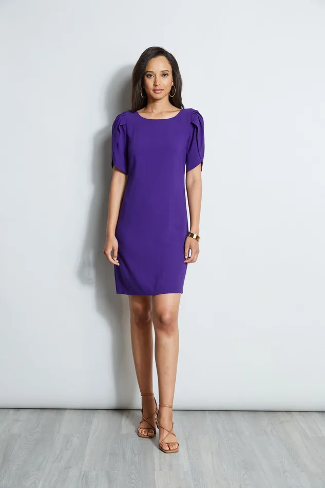 Short Sleeve Dresses Women Elie Tahari Slit Sleeve Crepe Dress PLUM
