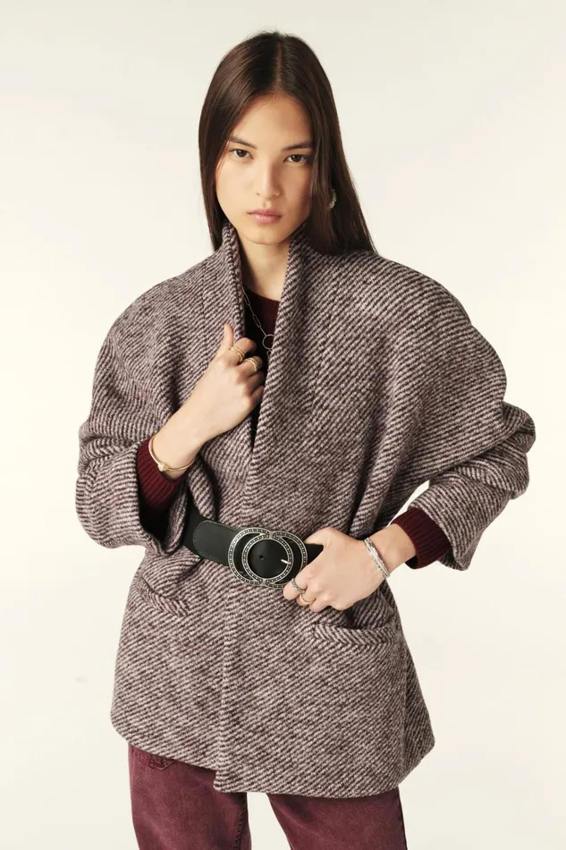 Short Tweed Coat Carole Red Women Baandsh Jackets and Coats