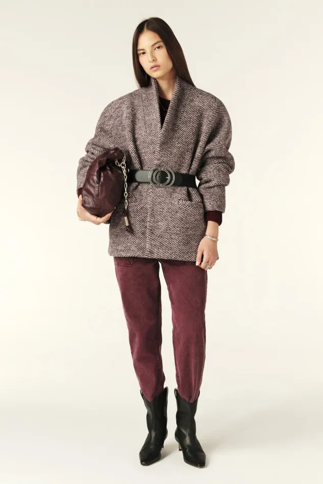 Short Tweed Coat Carole Red Women Baandsh Jackets and Coats