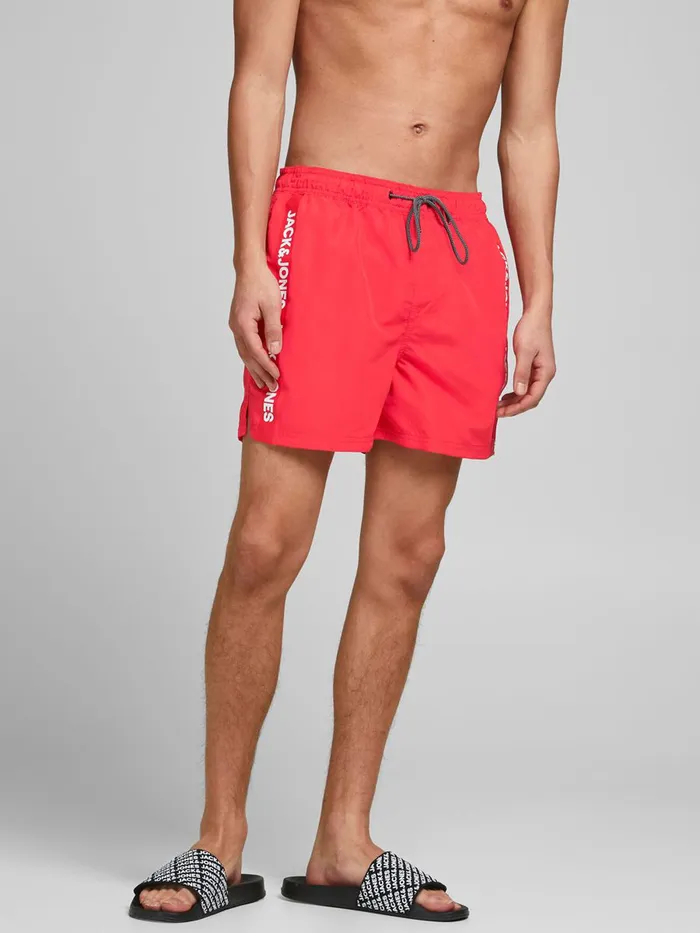 Shorts JACK and JONES Mens RECYCLED POLYESTER SWIM SHORTS Red Flame Scarlet Cheap On Sale