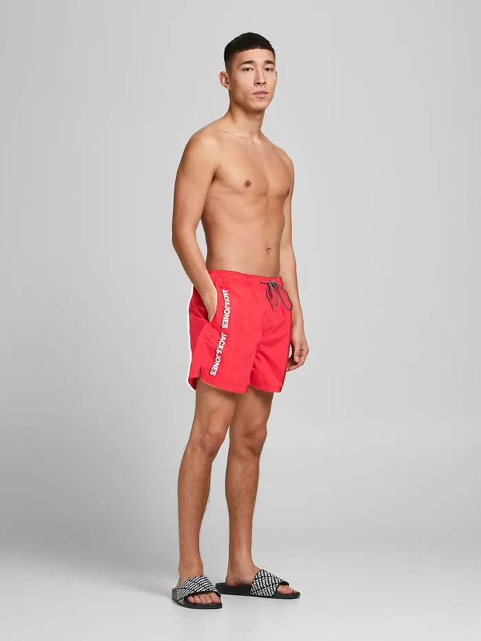 Shorts JACK and JONES Mens RECYCLED POLYESTER SWIM SHORTS Red Flame Scarlet Cheap On Sale