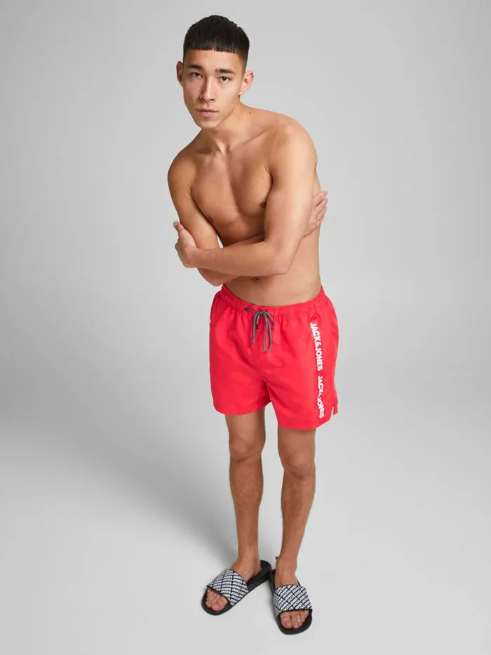 Shorts JACK and JONES Mens RECYCLED POLYESTER SWIM SHORTS Red Flame Scarlet Cheap On Sale