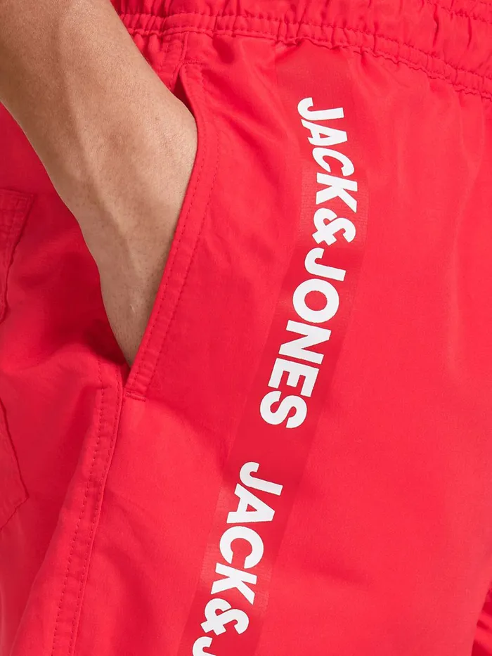 Shorts JACK and JONES Mens RECYCLED POLYESTER SWIM SHORTS Red Flame Scarlet Cheap On Sale