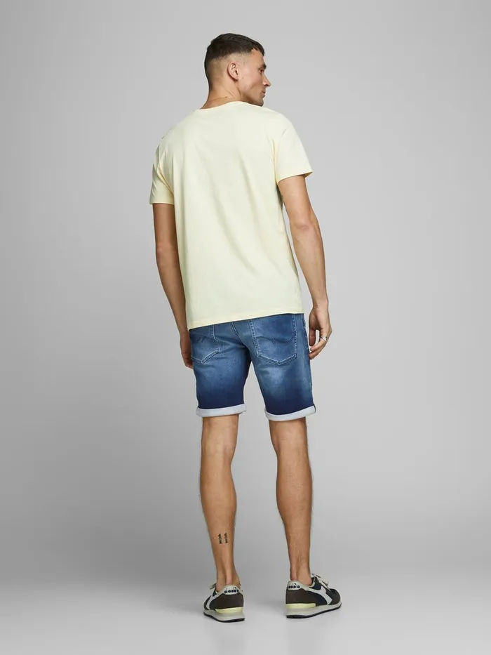 Shorts JACK and JONES Mens RICK ICON GE 007 INDIGO KNIT DENIM SHORTS Blue Blue Denim Casaul