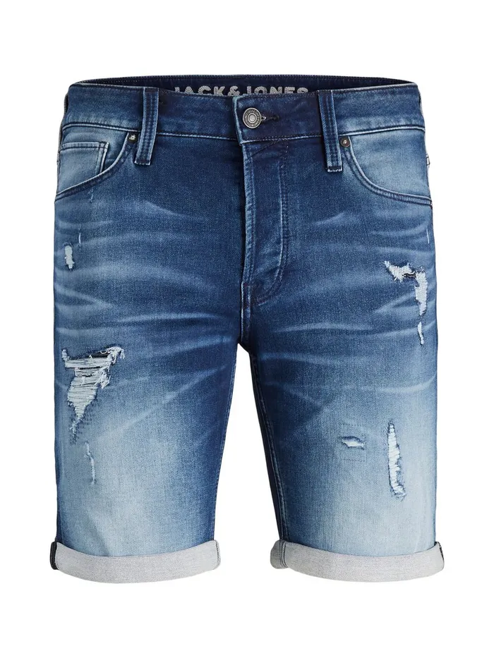 Shorts JACK and JONES Mens RICK ICON GE 007 INDIGO KNIT DENIM SHORTS Blue Blue Denim Casaul