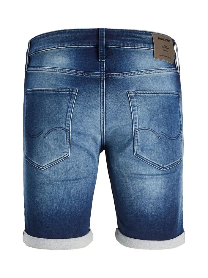 Shorts JACK and JONES Mens RICK ICON GE 007 INDIGO KNIT DENIM SHORTS Blue Blue Denim Casaul