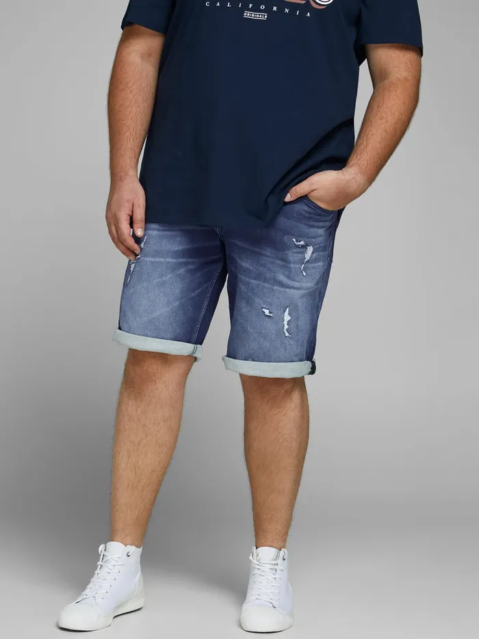 Shorts JACK and JONES Mens RICK ICON INDIGO KNIT PLUS SIZE DENIM SHORTS Blue Blue Denim Casaul Shorts JACK and JONES Mens RICK ICON INDIGO KNIT PLUS SIZE DENIM SHORTS Blue Blue Denim Casaul