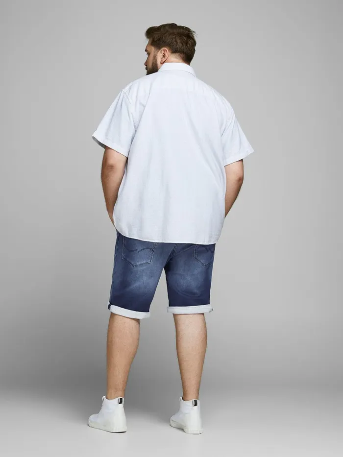 Shorts JACK and JONES Mens RICK ICON INDIGO KNIT PLUS SIZE DENIM SHORTS Blue Blue Denim Casaul