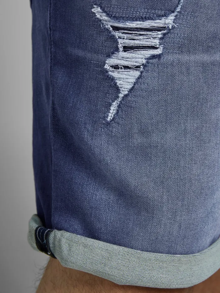 Shorts JACK and JONES Mens RICK ICON INDIGO KNIT PLUS SIZE DENIM SHORTS Blue Blue Denim Casaul