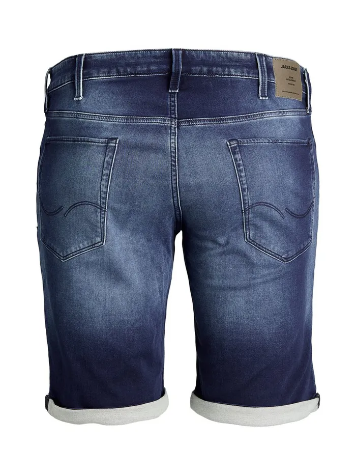 Shorts JACK and JONES Mens RICK ICON INDIGO KNIT PLUS SIZE DENIM SHORTS Blue Blue Denim Casaul