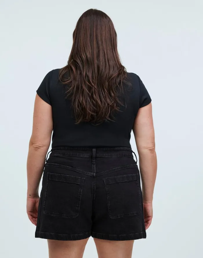 Shorts Women Madewell The Curvy Denim Emmett Short Patch Pocket Edition Sendhurst Wash