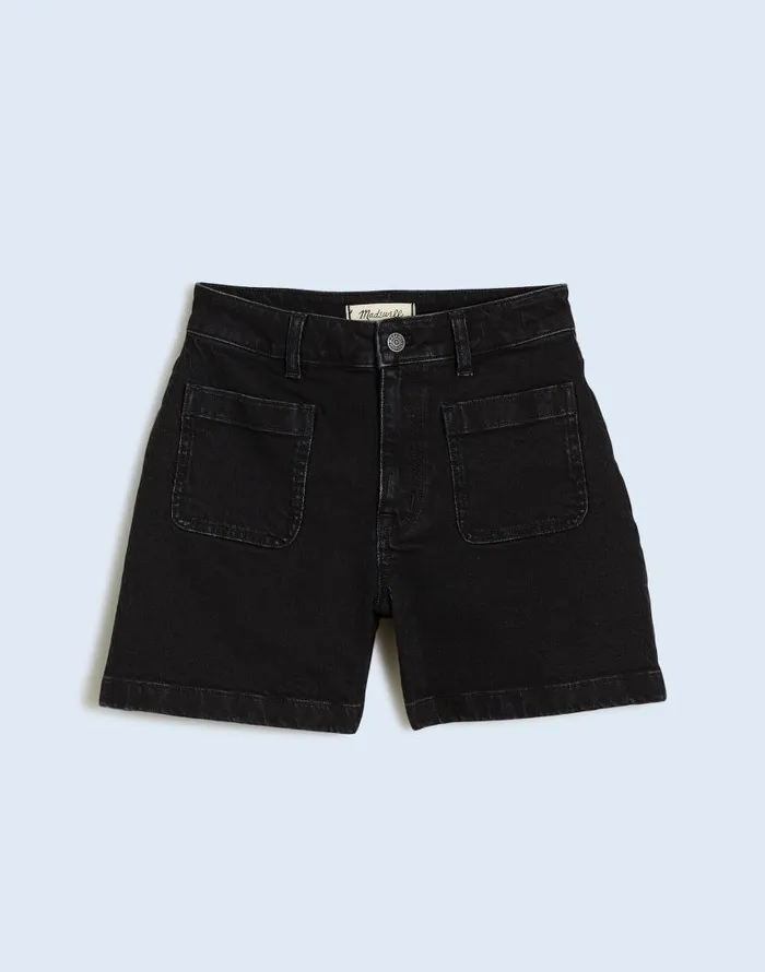 Shorts Women Madewell The Curvy Denim Emmett Short Patch Pocket Edition Sendhurst Wash