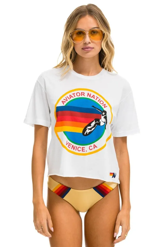 Signature Boyfriend Tee 8211 White Women Aviator Nation Tees