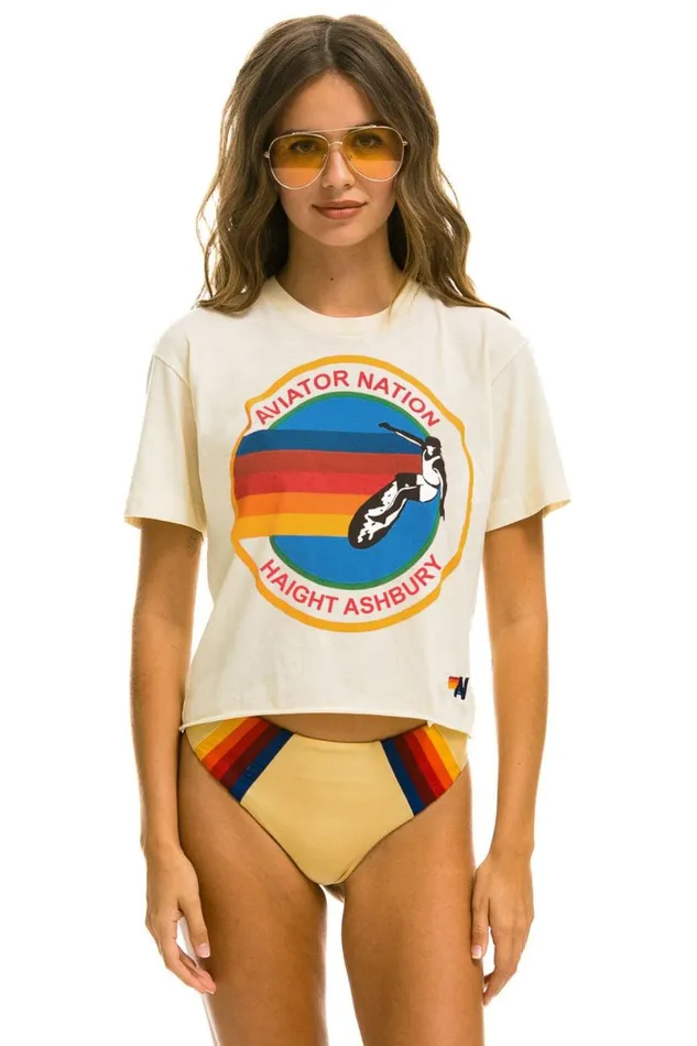 Signature Haight Ashbury Boyfriend Tee 8211 Vintage White Women Aviator Nation Tees