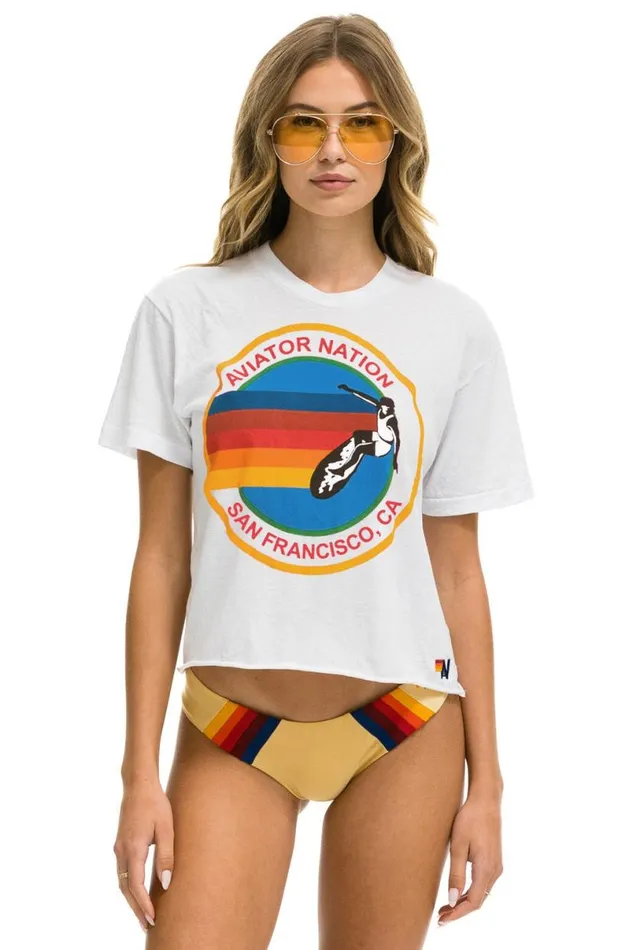 Signature San Francisco Boyfriend Tee 8211 White Women Aviator Nation Tees