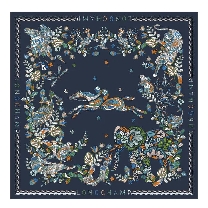 Silk Scarves Fort Longchamp Silk scarf 90 Navy 8211 Longchamp Women
