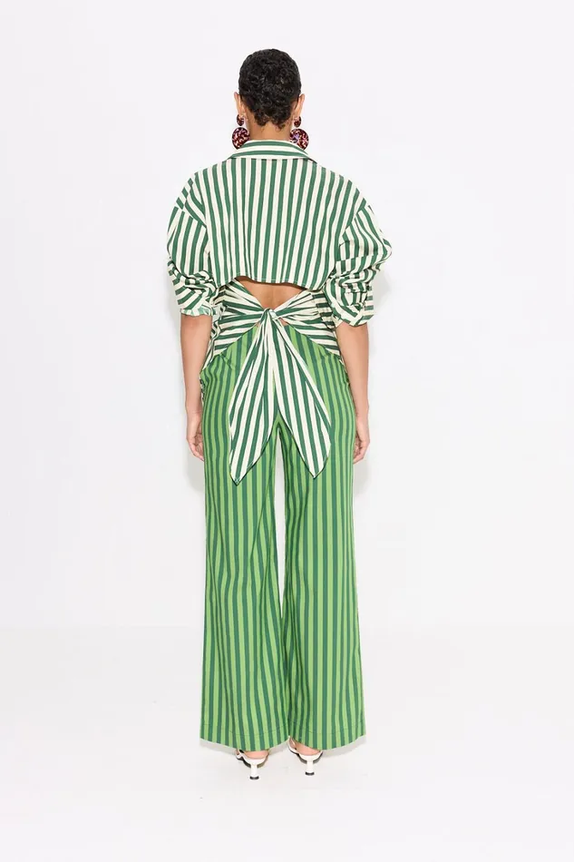 Simon Miller Bottoms Women Pia Striped Poplin Pant In Gummy GreenMoss Cotton Simon Miller Bottoms Women Pia Striped Poplin Pant In Gummy GreenMoss Cotton