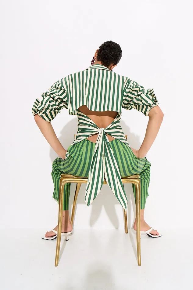 Simon Miller Bottoms Women Pia Striped Poplin Pant In Gummy GreenMoss Cotton Simon Miller Bottoms Women Pia Striped Poplin Pant In Gummy GreenMoss Cotton