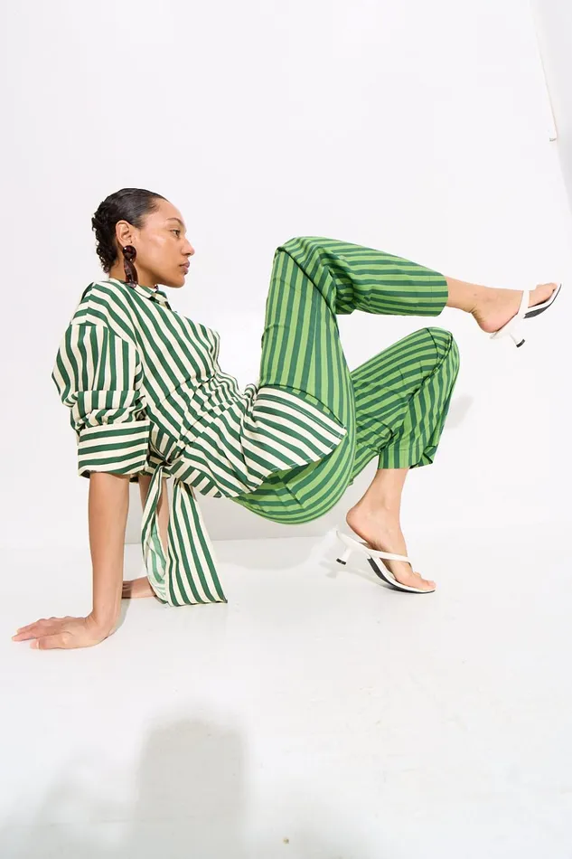 Simon Miller Bottoms Women Pia Striped Poplin Pant In Gummy GreenMoss Cotton Simon Miller Bottoms Women Pia Striped Poplin Pant In Gummy GreenMoss Cotton
