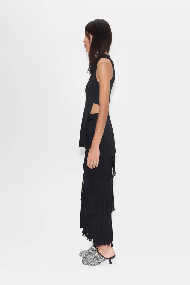 Simon Miller Bottoms Women Za Za Knit Fringe Skirt In Black Simon Miller Bottoms Women Za Za Knit Fringe Skirt In Black
