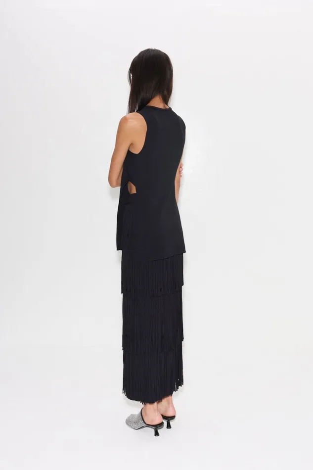Simon Miller Bottoms Women Za Za Knit Fringe Skirt In Black Simon Miller Bottoms Women Za Za Knit Fringe Skirt In Black