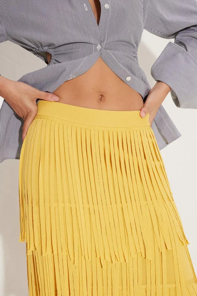 Simon Miller Bottoms Women Za Za Knit Fringe Skirt In Butter Simon Miller Bottoms Women Za Za Knit Fringe Skirt In Butter