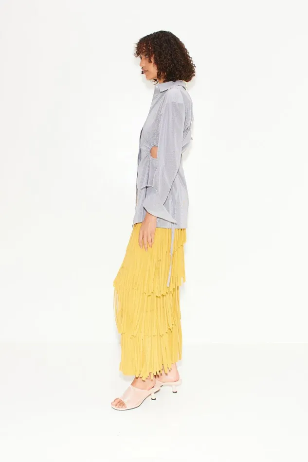 Simon Miller Bottoms Women Za Za Knit Fringe Skirt In Butter Simon Miller Bottoms Women Za Za Knit Fringe Skirt In Butter