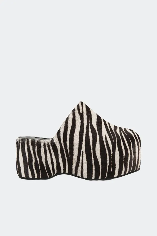 Simon Miller Bubble Clogs Women Haircalf Platform Bubble Clog In Zebra Trip Calf Hair