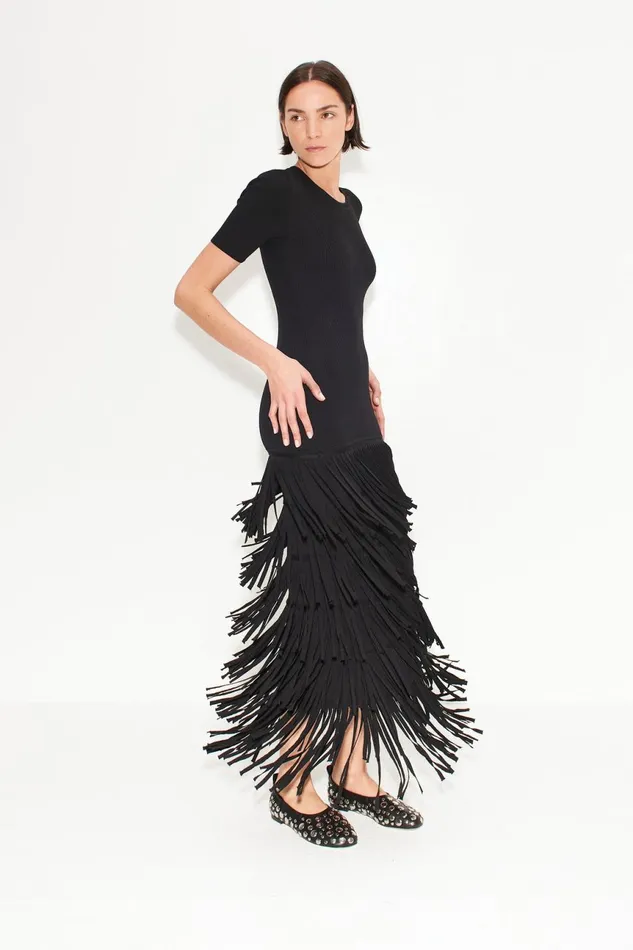 Simon Miller Dresses Women Za Za Fringe Dress In Black
