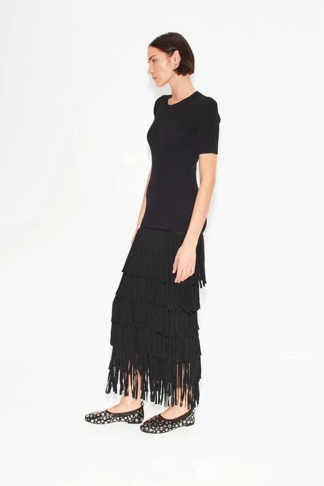 Simon Miller Dresses Women Za Za Fringe Dress In Black