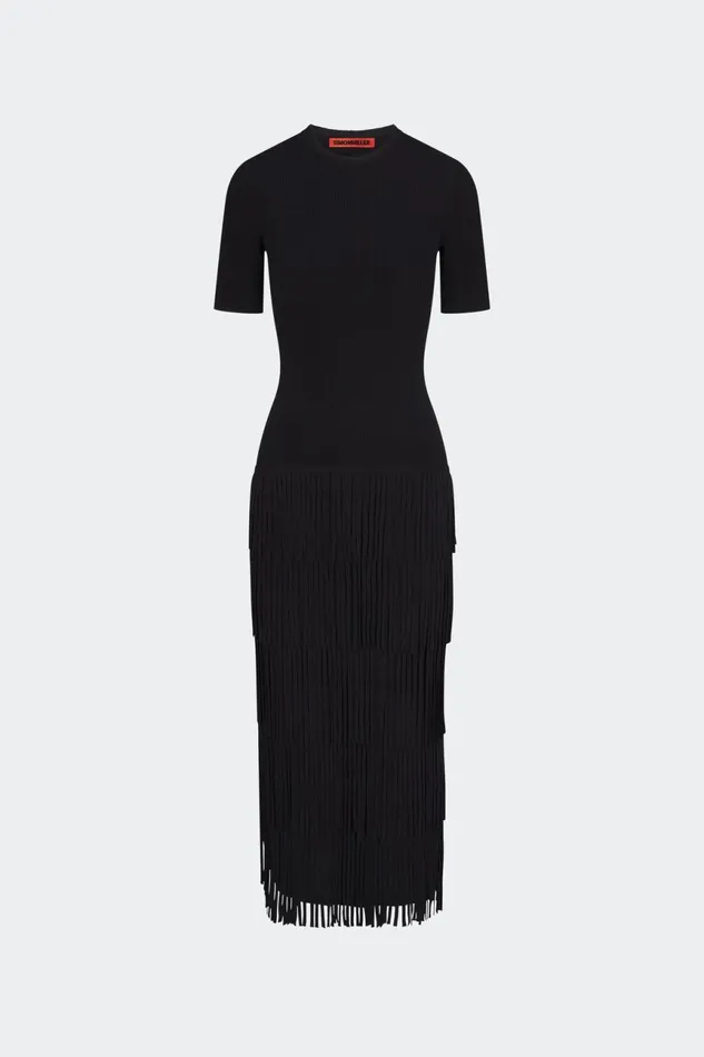Simon Miller Dresses Women Za Za Fringe Dress In Black