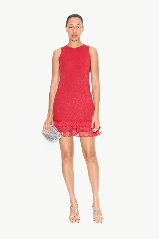 Simon Miller Knitwear Women Albers Knit Mini Dress In Lucky Red Simon Miller Knitwear Women Albers Knit Mini Dress In Lucky Red