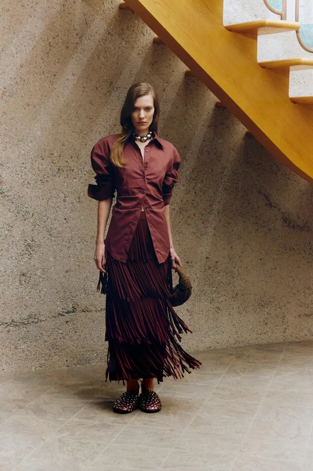 Simon Miller Knitwear Women Za Za Knit Fringe Skirt In Choco Brown