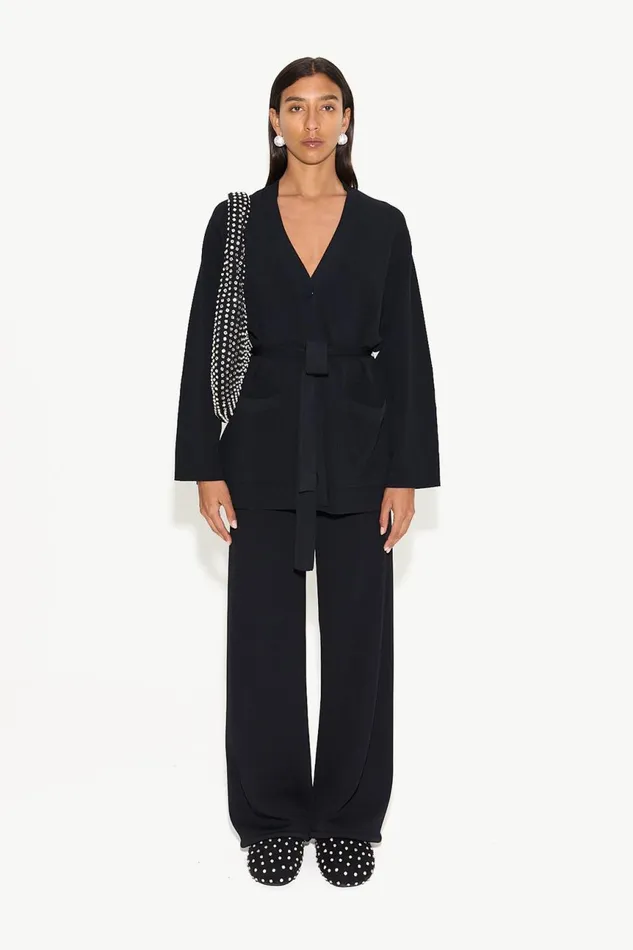 Simon Miller Tops Women Max Belted Knit Cardigan In Black