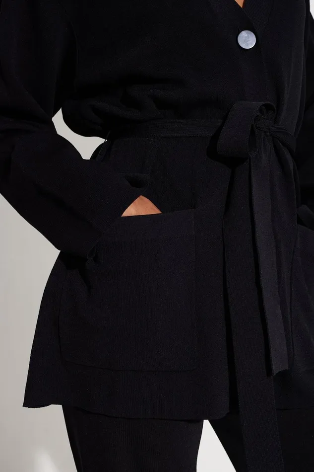 Simon Miller Tops Women Max Belted Knit Cardigan In Black