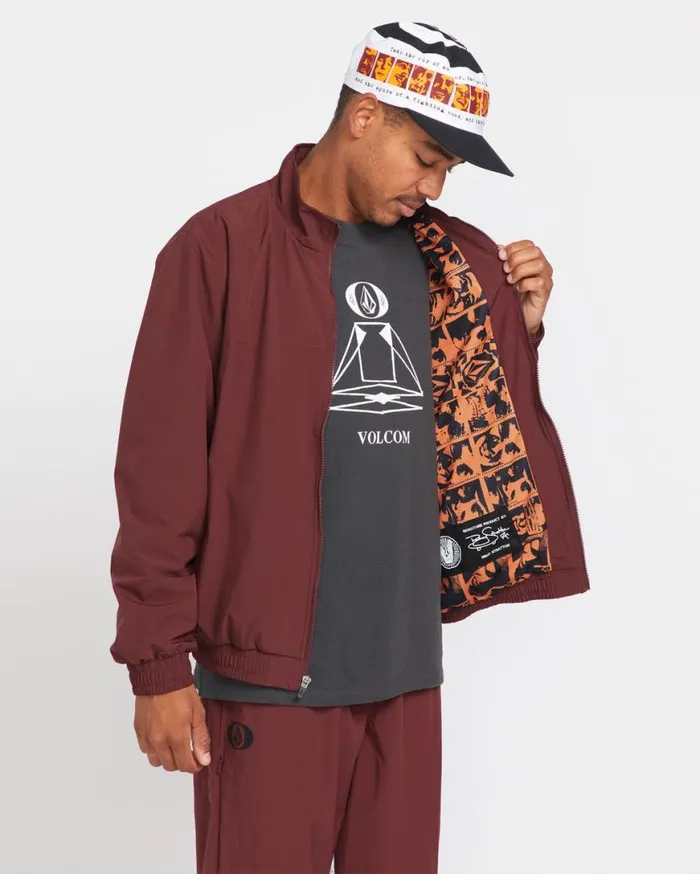 Skate Vitals Remy Stratton Track Jacket 8211 Merlot Mens Volcom Jackets and Vests