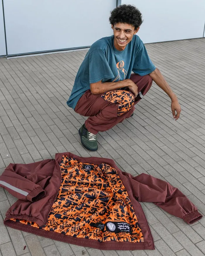 Skate Vitals Remy Stratton Track Jacket 8211 Merlot Mens Volcom Jackets and Vests
