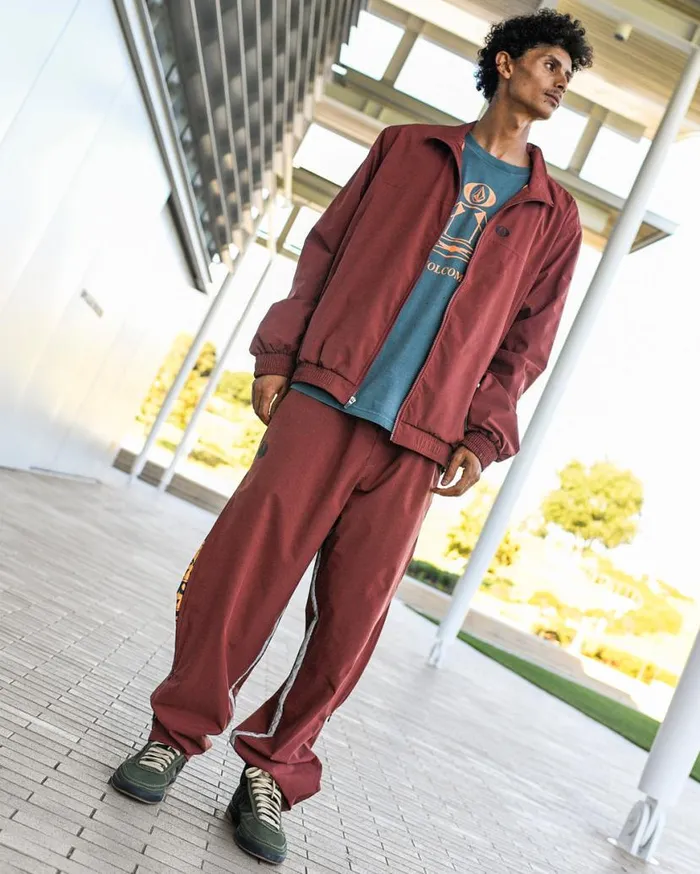 Skate Vitals Remy Stratton Track Jacket 8211 Merlot Mens Volcom Jackets and Vests
