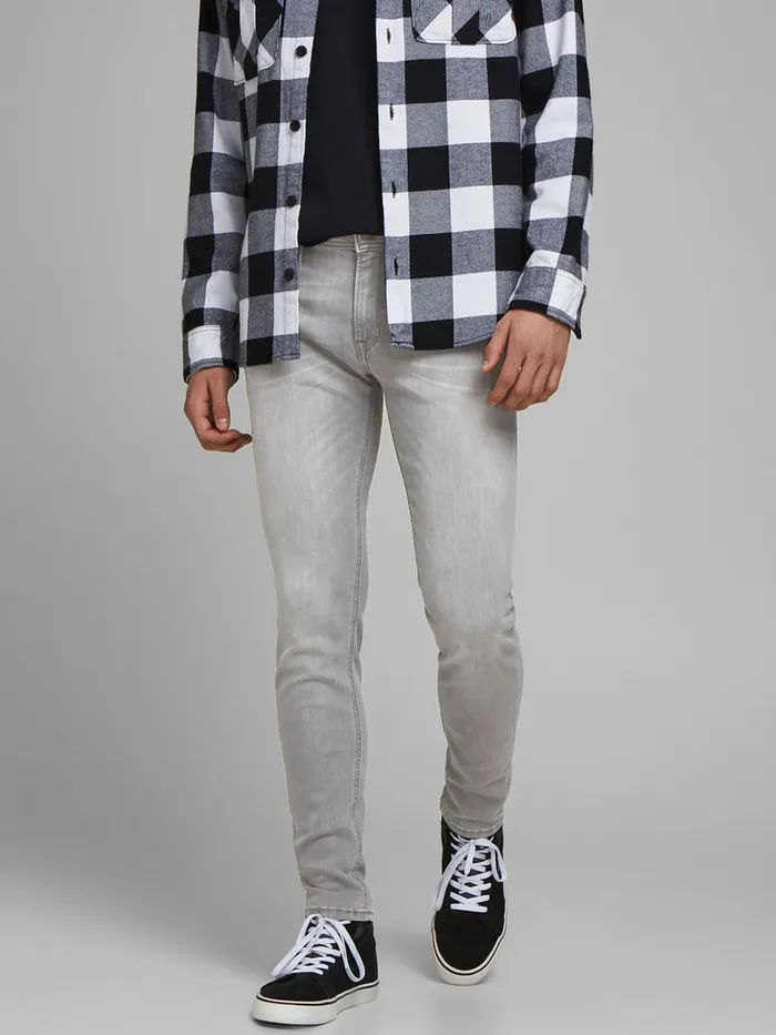Skinny Jeans JACK and JONES Mens LIAM ORIGINAL AGI 003 SKINNY FIT JEANS Grey Grey Denim