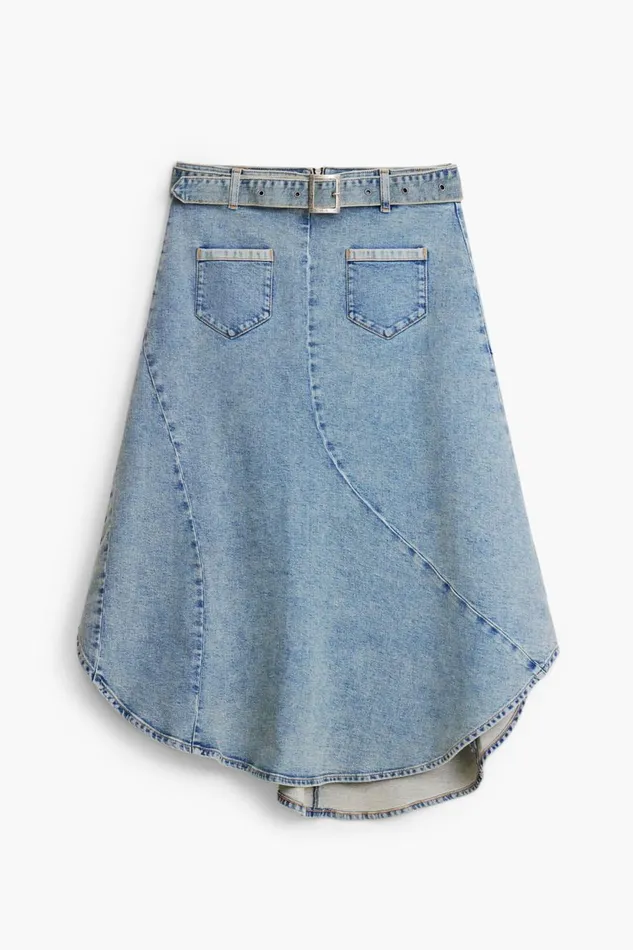 Skirts And Shorts Women Desigual Asymmetric Denim Skirt Blue